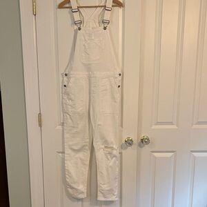 White denim Gap overalls